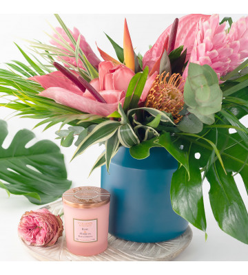 Duo Hibiscus et bougie à la Rose