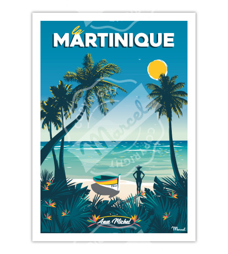Affiche Martinique "Anse Michel" 30 x 40 cm