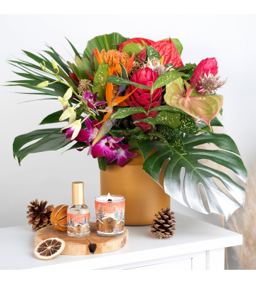 Duo Ma Doudou Mandarine Confite · Fleurs et coffret de senteurs
